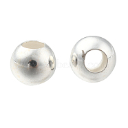 925 Sterling Silver Beads, Round, Silver, 4mm, Hole: 1.6mm(STER-T002-235S-4mm)