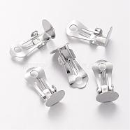 Brass Clip-on Earring Settings, Nickel Free, Platinum, 18.5x9.5x8mm, tray: 10x9.5mm(KK-H168-N-NF)