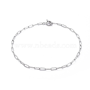 304 Stainless Steel Paperclip Chain Necklaces, with Toggle Clasps, Stainless Steel Color, 16.14 inch(41cm)(NJEW-JN02667)