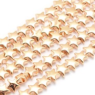 Electroplate Non-magnetic Synthetic Hematite Beads Strands, Grade AA, Long-Lasting Plated, Star, Light Gold Plated, 6x6mm, Hole: 0.8mm, about 85pcs/strand, 15.7 inch(40cm)(G-L485-14-LG)