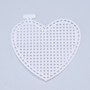 Plastic Mesh Canvas Sheets, for Embroidery, Acrylic Yarn Crafting, Knit and Crochet Projects, Heart, White, 7.8x7.55x0.15cm, Hole: 4x4mm(DIY-M007-10)