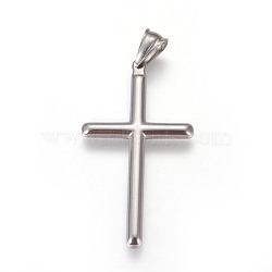 Tarnish Resistant 304 Stainless Steel Big Pendants, Cross, Stainless Steel Color, 50.5x27.5x3.5mm, Hole: 5x7.5mm(STAS-E449-16P)