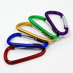 Aluminum Rock Climbing Carabiners, Key Clasps, Mixed Color, about 24mm wide, 47mm long, 4mm thick.(X-EA027)