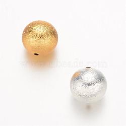 Round Matte Brass Beads, Mixed Color, 14mm, Hole: 2mm(KK-D509-04)