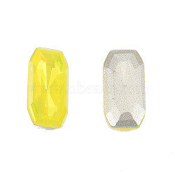 K9 Glass Rhinestone Cabochons, Pointed Back & Back Plated, Faceted, Rectangle Octagon, Citrine, 12x6x3mm(MRMJ-N029-22-01)