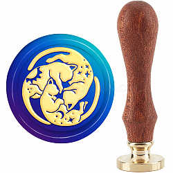 Brass Wax Seal Stamp with Handle, for DIY Scrapbooking, Cat Pattern, 89x30mm(AJEW-WH0184-1075)