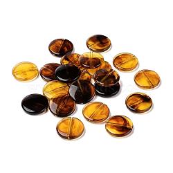 Acrylic Beads, Imitation Amber, Flat Round, Orange, 21x5mm, Hole: 1.5mm(X-OACR-S016-36)