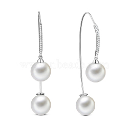 SHEGRACE 925 Sterling Silver Earrings, with Shell Pearl, Platinum, 54mm(JE537A)
