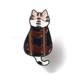 Cat Shape Enamel Pins, Alloy Brooches for Backpack Clothes, Black, 30x15.5x1.5mm(JEWB-P039-01EB-10)