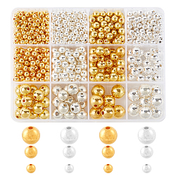 ABS Plastic Beads, Round, Golden Plated & Silver Plated, 13x10x2.2cm(OACR-PH0001-33)