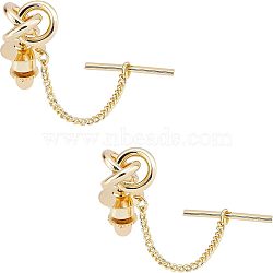 2Pcs Brass Knot Shape Tie Tack Clutch, Men's Tie Pin with Chain for Wedding Party, Golden, 55mm(FIND-FG0001-68G)