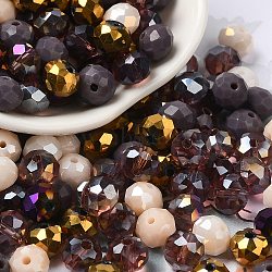 Glass Beads, Faceted, Rondelle, Purple, 8x6mm, Hole: 1mm, about 1210pcs/500g(EGLA-A034-LM8mm-13)