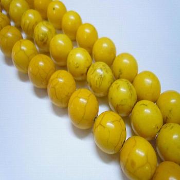 1 Strand Dyed Gold Round Synthetic Turquoise Beads Strands, 6mm, Hole: 1mm, about 67pcs/strand, 15.75 inch