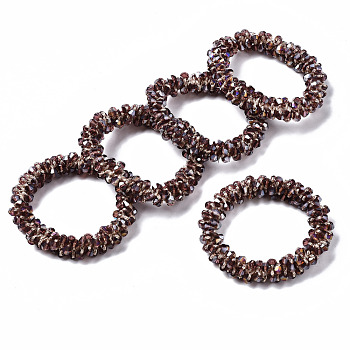 Faceted Transparent Glass Beads Stretch Bracelets, Pearl Luster Plated, Bicone, Purple, Inner Diameter: 1-5/8 inch(4cm)