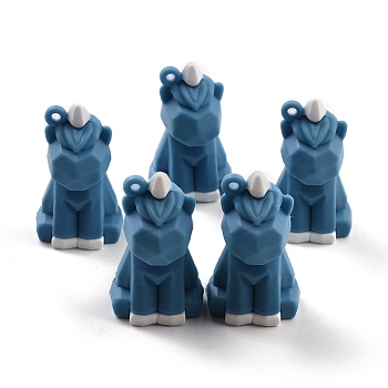 PVC Faceted Cartoon Unicorn Pendants, for DIY Keychain Making, Steel Blue, 45x27x29.5mm, Hole: 3mm
