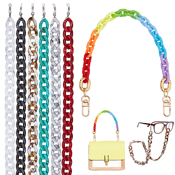 PandaHall Elite 7Pcs 7 Colors Acrylic Chain Purse Bag Handle & Eyeglasses Chains, Mixed Color, 7pcs/set