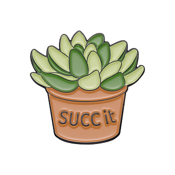 Funny Word Succ It Enamel Pins, Alloy Brooches for Backpack Clothes, Succulent Plant, 29x29mm