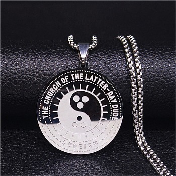 304 Stainless Steel Pendant Necklaces for Women Men, the Church of the Latter-day Dude Necklace, Stainless Steel Color, 19.49 inch(49.5cm)