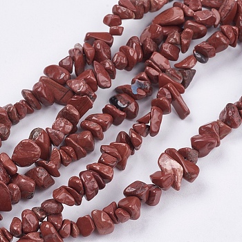Natural Red Jasper Bead Strands, Chip, FireBrick, 4~10x4~6x2~4mm, Hole: 1mm, about 320pcs/strand, 35.4 inch