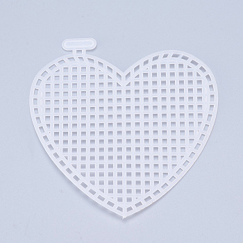 Plastic Mesh Canvas Sheets, for Embroidery, Acrylic Yarn Crafting, Knit and Crochet Projects, Heart, White, 7.8x7.55x0.15cm, Hole: 2x2mm
