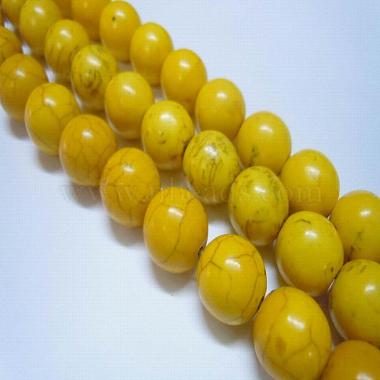 6mm Gold Round Synthetic Turquoise Beads