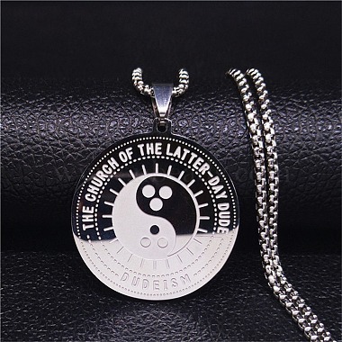 Flat Round 304 Stainless Steel Necklaces