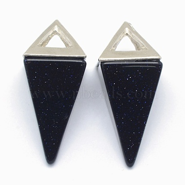 Platinum Triangle Blue Goldstone Pendants