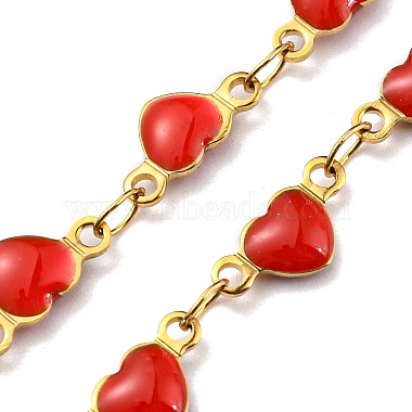 Ion Plating(IP) Golden 304 Stainless Steel Heart Link Chain Necklaces(NJEW-E098-02G-02)-2