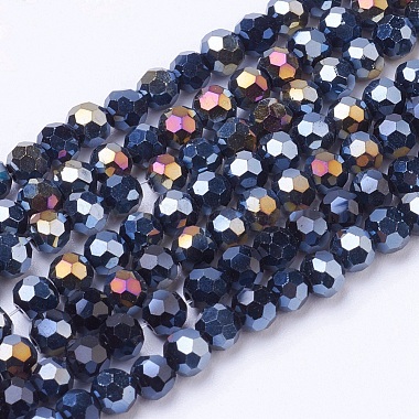 Faceted(32 Facets) Round AB Color Electroplate Glass Beads Strands(X-EGLA-J042-4mm-AB01)-2