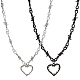 2Pcs 2 Colors Alloy Heart Pendant Necklace with Thorn Chains for Women(NJEW-AN0001-68)-1
