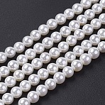 Shell Pearl Bead Strands, Grade A, Round, Seashell Color, 3mm, Hole: 0.5mm, about 124pcs/strand, 16 inch(X-BSHE-P023-3mm)