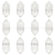 Natural Quartz Crystal Double Terminal Pointed Pendants, Rock Crystal, Faceted Bullet Charm, 18.5~20x8~9x8~9mm, Hole: 1.5mm, 12pcs/box(G-OC0004-05B)