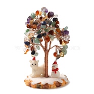 Christmas Natural Gemstone Chips Tree Decorations, Snowman Resin Base with Copper Wire Feng Shui Energy Stone Gift for Home Office Desktop, 60.5x115mm(DJEW-K028-01A)