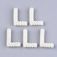 Handmade ABS Plastic Imitation Pearl Woven Beads, Letter, Letter.L, 32~33x24x7~8mm(FIND-T039-18-L)
