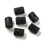 20Pcs Frosted Glass Beads, Black, Column with Constellation, Sagittarius, 13.7x10mm, Hole: 1.5mm(JX560I)