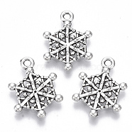 Tibetan Style Alloy Pendants, Lead Free & Cadmium Free, Snowflake, Antique Silver, 20x15x2mm, Hole: 1.6mm, about 500pcs/500g(TIBE-N010-22AS-RS)