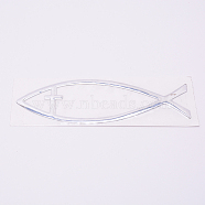 Waterproof PVC Adhesive Sticker Car Stickers, Fish with Word Jesus, for DIY Car Decorations , Silver, 15x4.8x0.1cm(DIY-WH0223-06B)