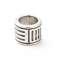 Tibetan Style Alloy European Beads, Large Hole Beads, Column, Antique Silver, 10x7.5mm, Hole: 6.6mm, about 285pcs/500g(PALLOY-P293-124AS)