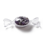 Natural Amethyst Chip Decorates, with Transparent Plastic Storage Box, Candy, 25x82.5x23mm(DJEW-D004-01C)