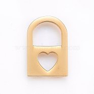 304 Stainless Steel Pendants, Padlock with Heart, Golden, 18x12x1.2mm, Hole: 7x8mm(STAS-I094-32G)