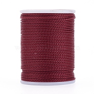 Round Waxed Polyester Cord, Taiwan Waxed Cord, Twisted Cord, Dark Red, 1mm, about 12.02 yards(11m)/roll(YC-G006-01-1.0mm-09)
