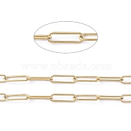 304 Stainless Steel Paperclip Chains, Drawn Elongated Cable Chains, Soldered, with Spool, Golden, Links: 14x4x1mm, about 32.8 Feet(10m)/roll(CHS-L022-02D-G)
