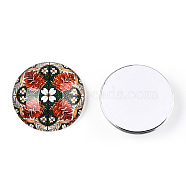 Glass Cabochons, Half Round with Kaleidoscope Pattern, Colorful, 25x7.5mm(GGLA-T004-10-19)