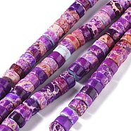 Natural Imperial Jasper Beads Strands, Dyed, Column, Dark Violet, 6~6.5x3~3.5mm, Hole: 1.2mm, about 115pcs/strand, 15.35 inch~15.74 inch(39~40cm)(G-I263-01F)