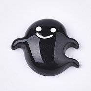 Resin Cabochons, Ghost, Halloween, Black, 22x25x7mm(CRES-T010-103B)