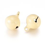 Baking Painted Iron Bell Pendants, Round, Light Goldenrod Yellow, 17x13.5mm, Hole: 2.5mm(IFIN-WH0052-03D)