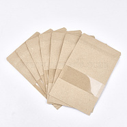 Resealable Kraft Paper Bags, Resealable Bags, Small Kraft Paper Stand up Pouch, with Window, Navajo White, 20x12cm(OPP-S004-01B)
