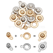 Unicraftale 304 Stainless Steel Snap Clasps, Flat Round, Golden & Stainless Steel Color, 15x9x5mm, Hole: 1.5mm and 2mm, 2 colors, 6pcs/color, 12pcs/box(STAS-UN0014-16)