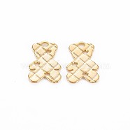 Brass Charms, Nickel Free, Bear, Real 18K Gold Plated, 13x9.5x1mm, Hole: 1.2mm(KK-S364-073)