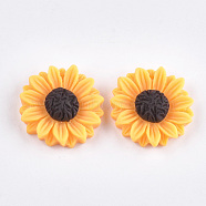 Resin Pendants, Sunflower, Dark Orange, 24x7mm, Hole: 1mm(X-CRES-T010-58B)